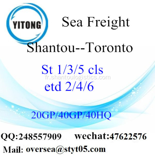 Fret maritime Port de Shantou expédition à Toronto